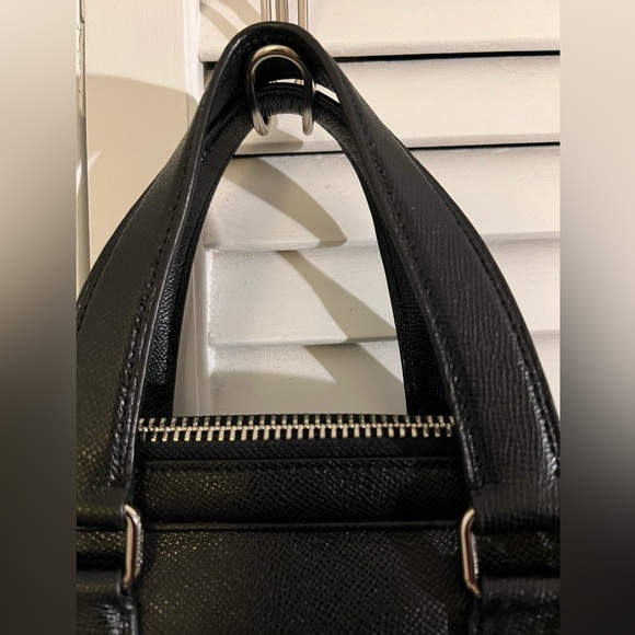 Coach Kennedy Double Zip Brief Briefcase Computer Bag Pebbled Black Leather - Picture 8 of 16